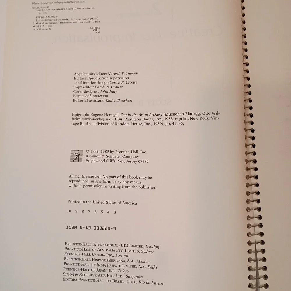Creative Jazz Improvisation Second Edition by Scott D. Reeves -Spiral Bound